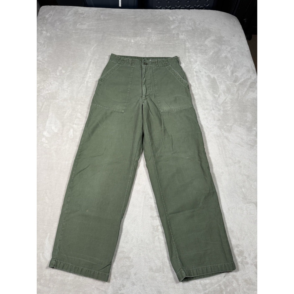 Vintage 60s OG 107 Pants Trousers Size 27x29 Green Cotton Fatigue MADE IN USA